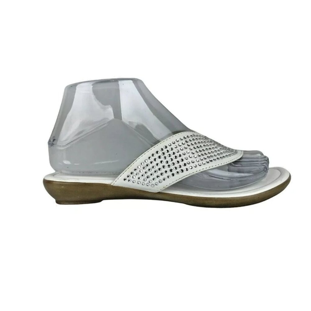 Laura Ashley Womens Maybury S1412250 White Brown Slide Sandals‎ Size US 6.5 M